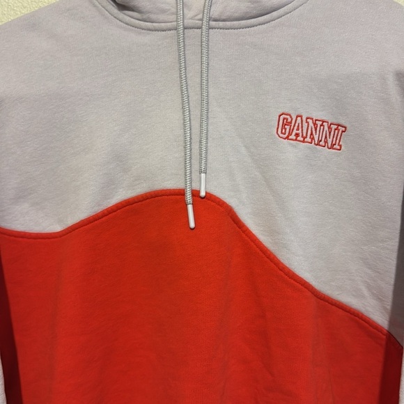 GANNI Software Wave Logo Oversized Hoodie Colorblock Fall Winter - Picture 4 of 8